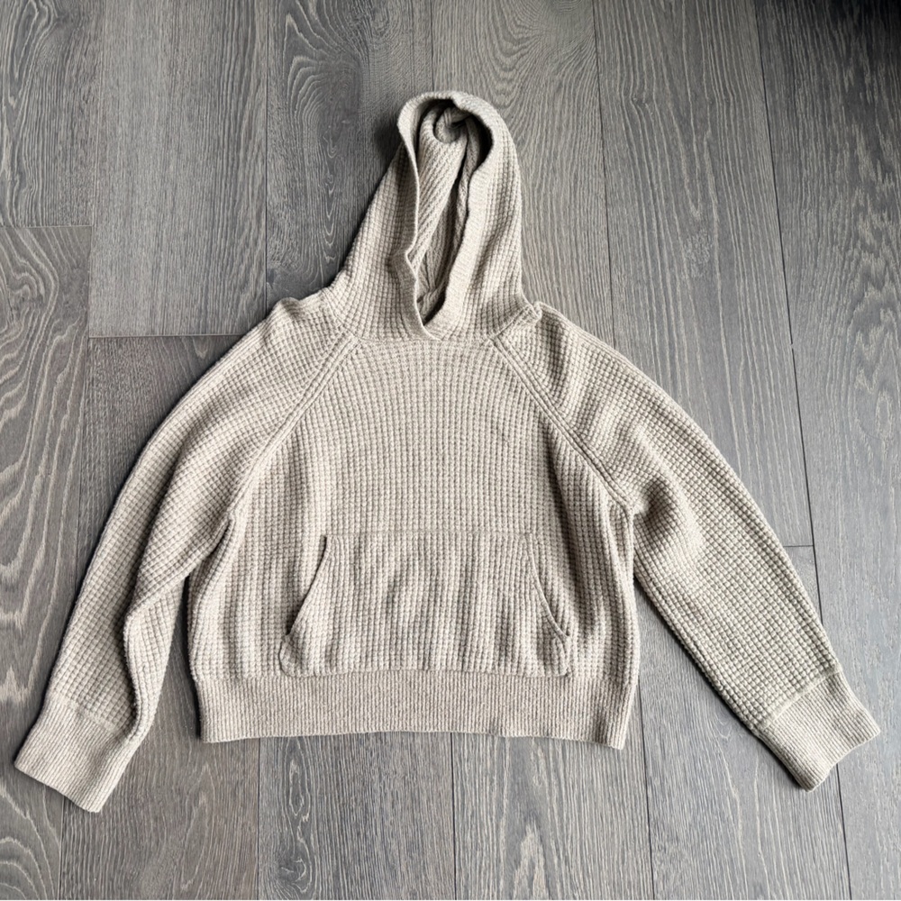 Abercrombie & Fitch Lounge Collection All Row Waffle Knit Hooded Sweater in Tan